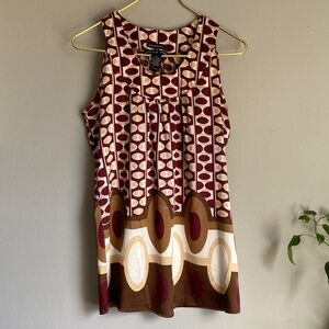 Antilia Femme Burgundy and Brown Geometric Blouse